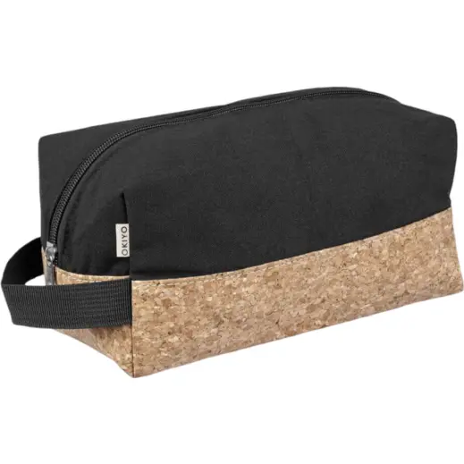 Okiyo Koruku Cork & Cotton Toiletry Bag Front Unbranded